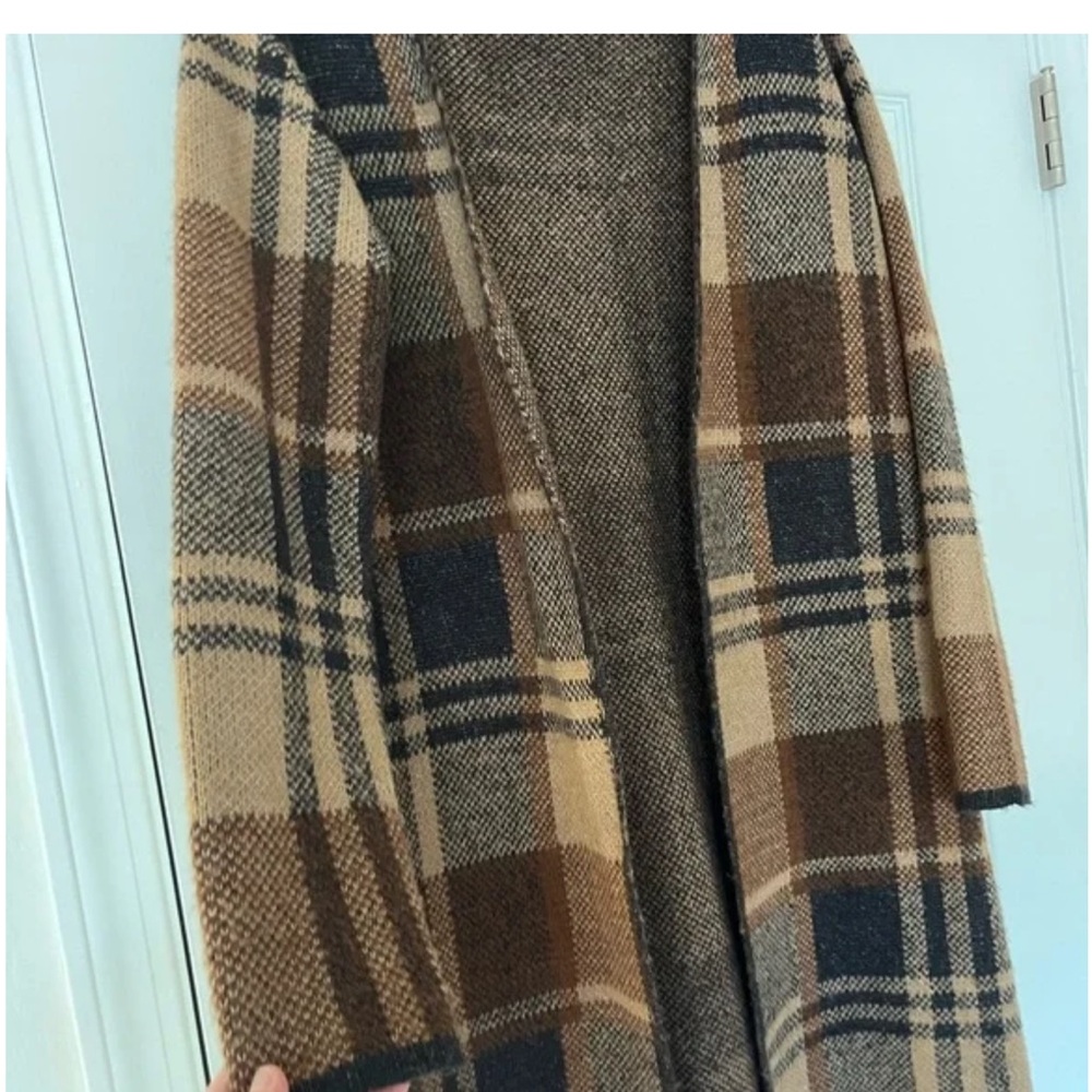 Plaid Open Front Cardigan Sweater like new - Picture 1 of 6